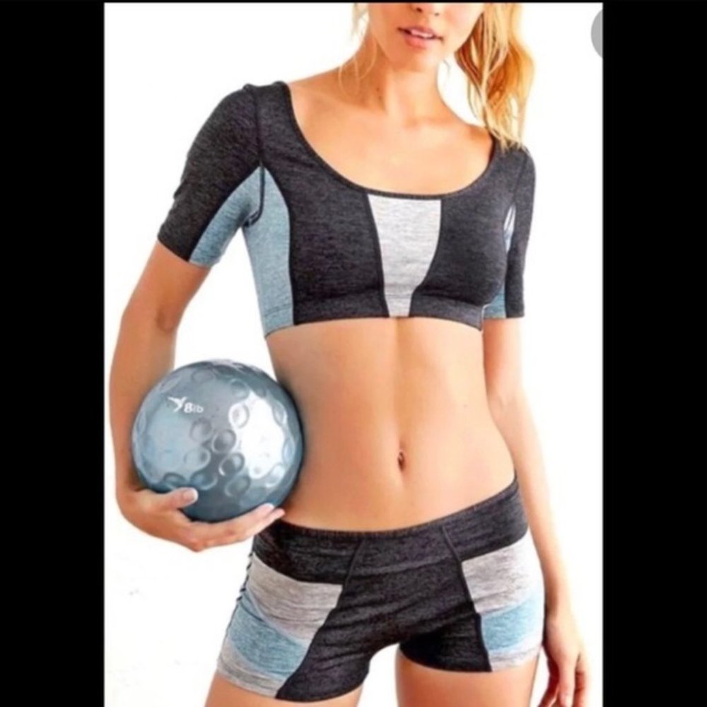 Free People Movement Six Pack Set Charcoal Heather NWT Colorblocked Two Piece S